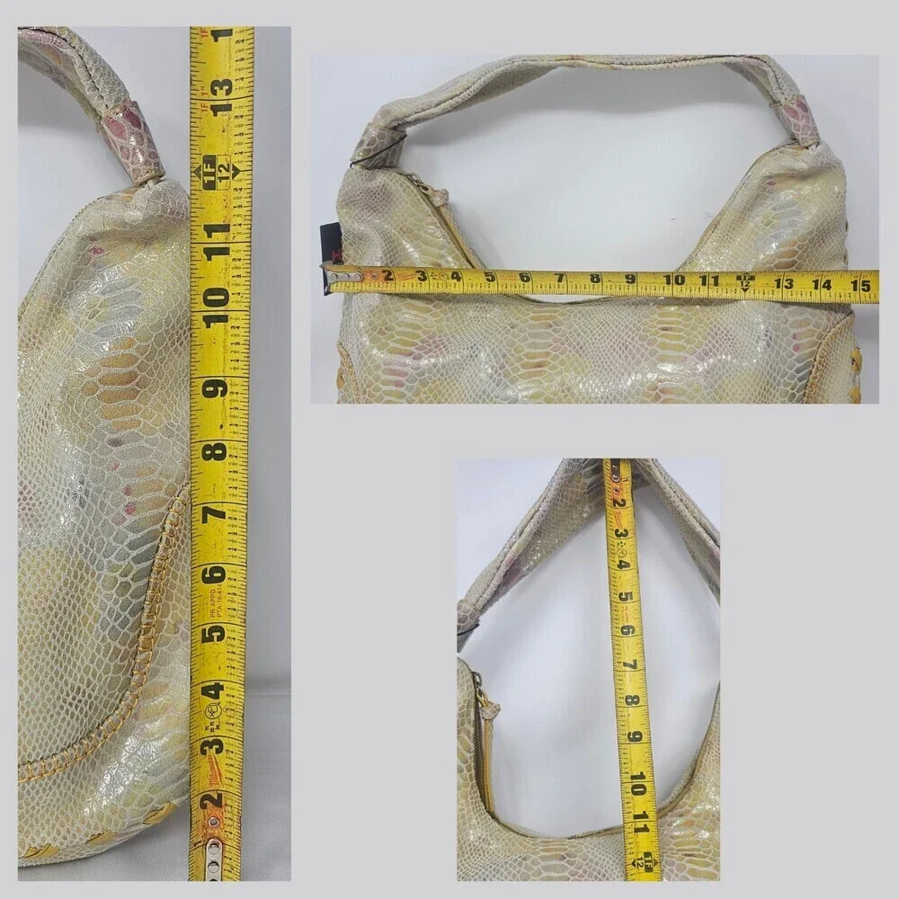 Vtg Rare Hobo International Snake Print Pastel Rainbow Hobo Leather Shoulderbag